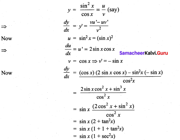 Samacheer Kalvi 11th Maths Solutions Chapter 10 Differentiability and Methods of Differentiation Ex 10.3 19