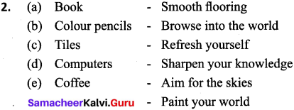 Samacheer Kalvi 9th English Matching Slogans with Products 2