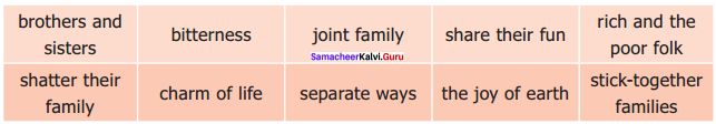 Samacheer Kalvi 9th English Solutions Poem Chapter 7 The Stick-together families 5