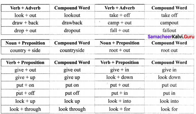 Samacheer Kalvi 12th English Vocabulary Compound Words 5