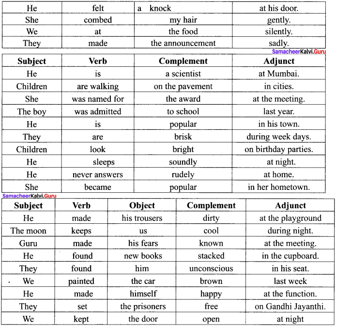 Samacheer Kalvi 12th English Vocabulary Sentence Patterns 2
