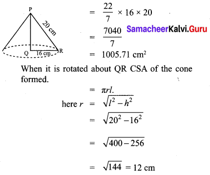 10th Maths Ex 7.1 Samacheer Kalvi Chapter 7 Mensuration 