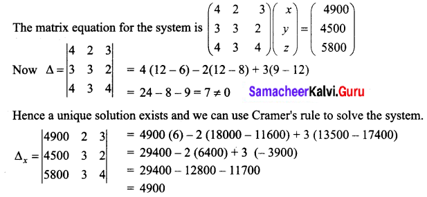 Samacheer Kalvi 12th Business Maths Solutions Chapter 1 Applications of Matrices and Determinants Additional Problems 15