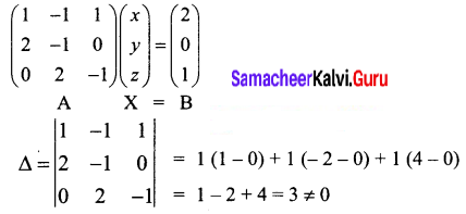 Samacheer Kalvi 12th Business Maths Solutions Chapter 1 Applications of Matrices and Determinants Additional Problems 9