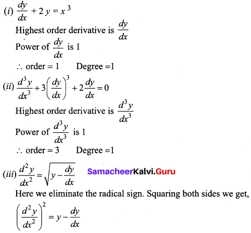 Samacheer Kalvi 12th Business Maths Solutions Chapter 4 Differential Equations Ex 4.1 Q1.1