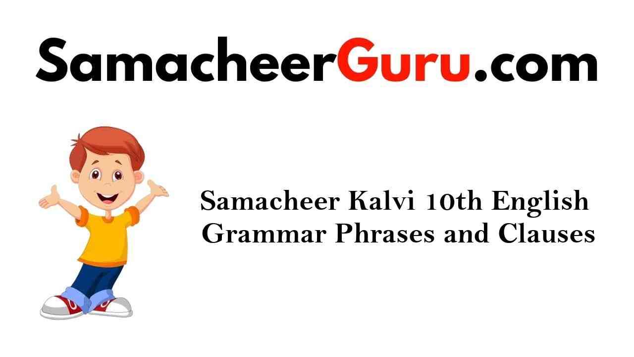 Samacheer Kalvi 10th English Grammar Phrases and Clauses